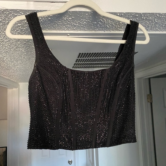 FRAME | Black Beaded Corset Top / Like New - Picture 2 of 6